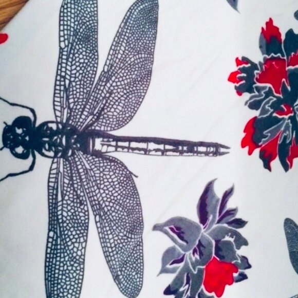 OS/Plus New Womens Dragonfly Red Floral Leggings, Yoga Waist Pants - Picture 3 of 9